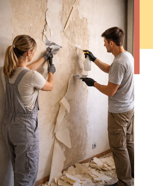 Снятие старых обоев в Мариинске от 5354 руб. под ключ недорого | ОТДЕЛОЧНИК-Мрн