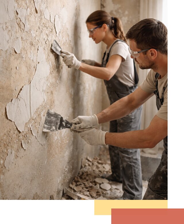 Снятие старой шпаклевки и подготовка поверхностей в Мариинске