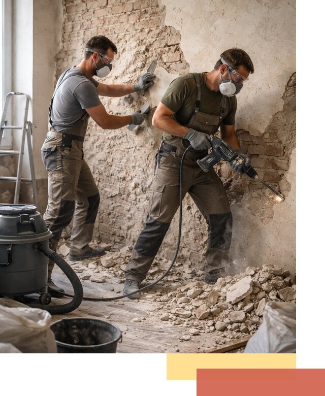 Демонтаж штукатурки со стен в Мариинске быстро и аккуратно