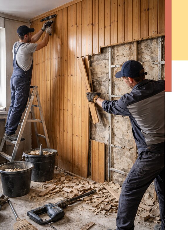 Демонтаж вагонки со стен в Мариинске от 1479 руб. — снятие, удаление, срочно | ОТДЕЛОЧНИК-Мрн