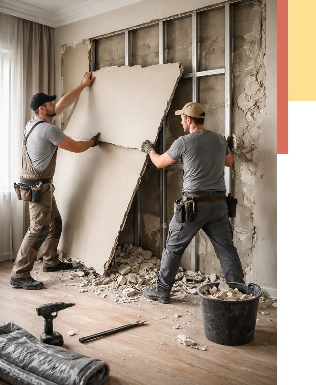 Демонтаж гипсокартона со стен в Мариинске от 357 руб. — услуги демонтажа | ОТДЕЛОЧНИК-Мрн