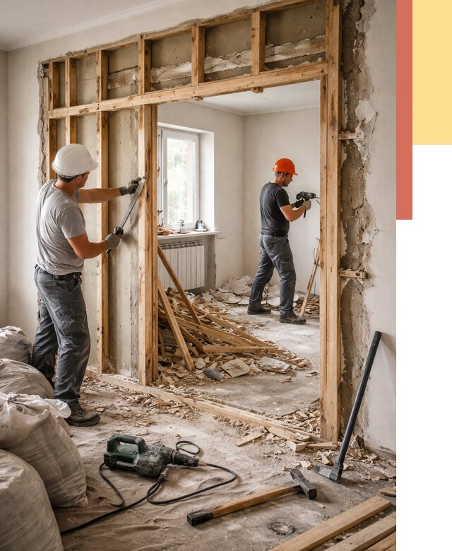 Демонтаж деревянных перегородок в Мариинске от 3263 руб. — быстро и недорого | ОТДЕЛОЧНИК-Мрн