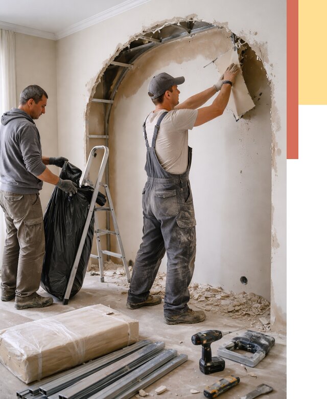 Демонтаж арки из гипсокартона в Мариинске от 3569 руб. — услуги под ключ | ОТДЕЛОЧНИК-Мрн