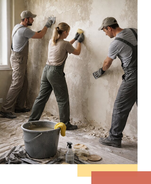 Очистка стен от клея и грунтовки в Мариинске качественно и быстро