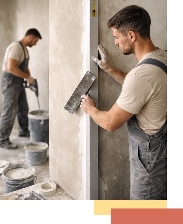 Выведение углов стен в Мариинске: монтаж и оштукатуривание