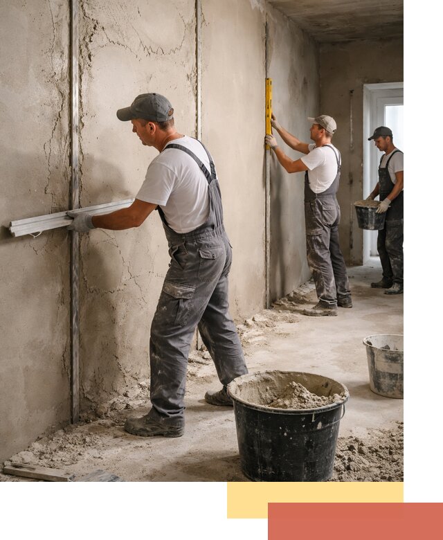 Штукатурка стен по маякам в Мариинске — точная и ровная поверхность