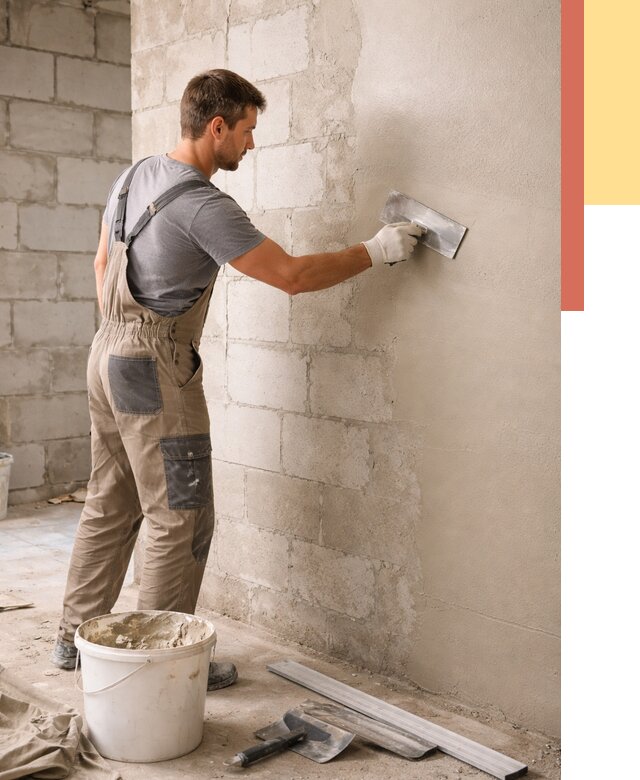 Штукатурка стен из газобетона в Мариинске от 2142 руб./м2 — быстро и недорого | ОТДЕЛОЧНИК-Мрн