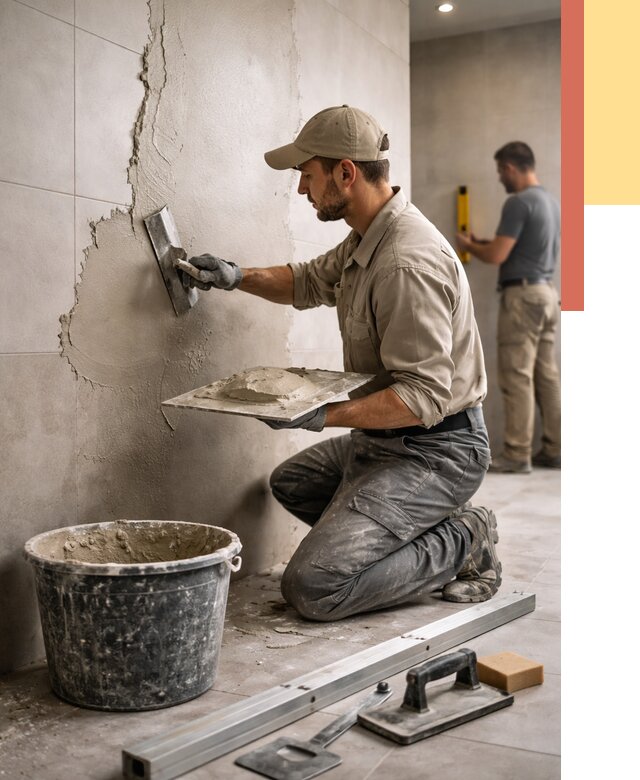 Штукатурка стен в ванной в Мариинске от 4589 руб./м² — выравнивание под ключ | ОТДЕЛОЧНИК-Мрн