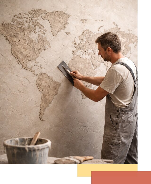 Декоративная штукатурка «Карта мира» под ключ в Мариинске