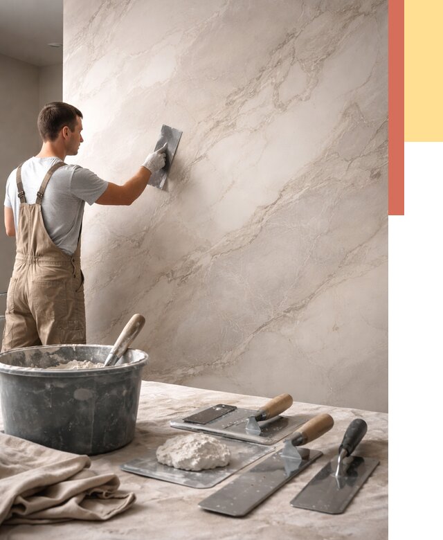 Декоративная штукатурка под мрамор в Мариинске от 2855 руб./м² — быстро и недорого | ОТДЕЛОЧНИК-Мрн