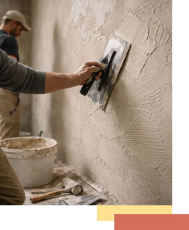 Фактурная штукатурка стен в Мариинске — монтаж, отделка, реставрация