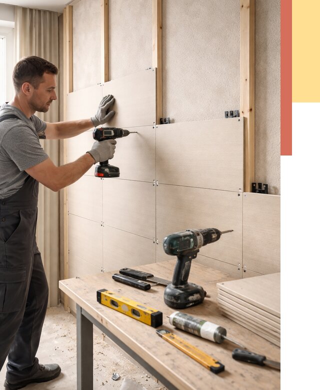 Монтаж МДФ панелей на стены в Мариинске от 1275 руб. под ключ | ОТДЕЛОЧНИК-Мрн