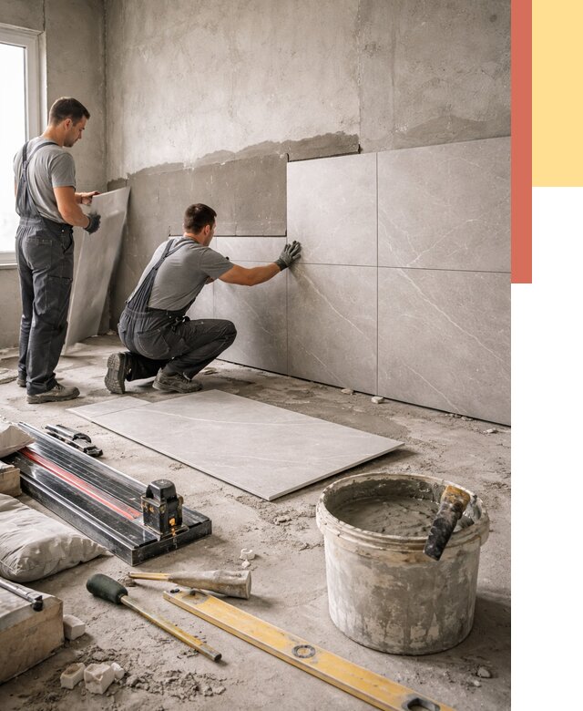 Облицовка стен керамогранитом в Мариинске от 4283 руб./м² — услуги под ключ | ОТДЕЛОЧНИК-Мрн