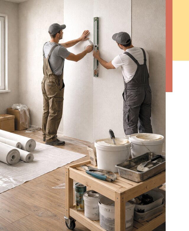 Поклейка стеклообоев в Мариинске от 6629 руб. за м2 — быстро и недорого | ОТДЕЛОЧНИК-Мрн