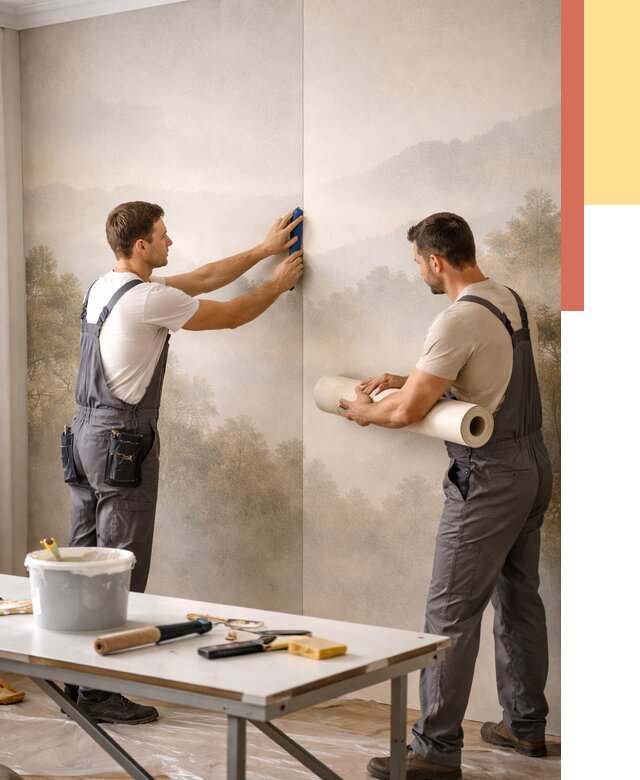 Поклейка фотообоев в Мариинске от 8668 руб/м² — быстро и недорого | ОТДЕЛОЧНИК-Мрн