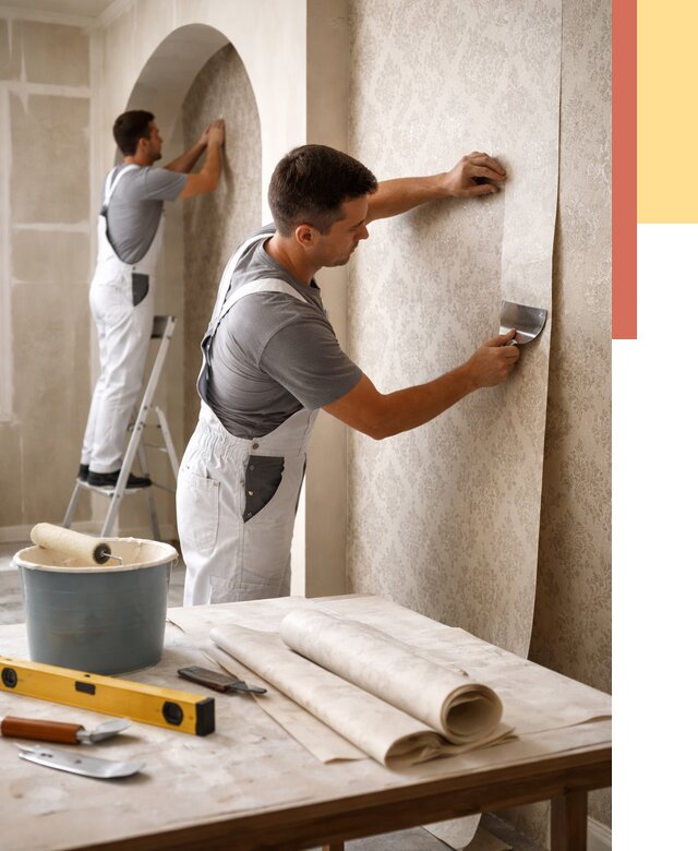 Поклейка обоев на сложные стены в Мариинске от 2855 руб. под ключ | ОТДЕЛОЧНИК-Мрн