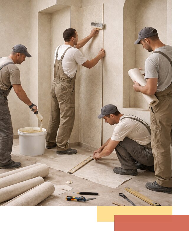 Поклейка обоев на сложные стены и неровные поверхности в Мариинске