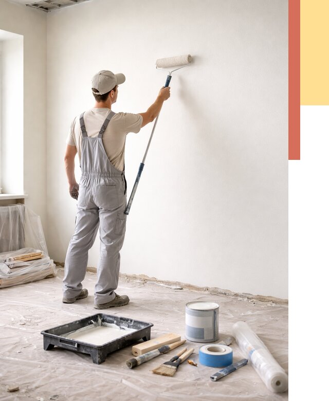 Покраска стен водоэмульсионной краской в Мариинске от 459 руб. за м² | ОТДЕЛОЧНИК-Мрн