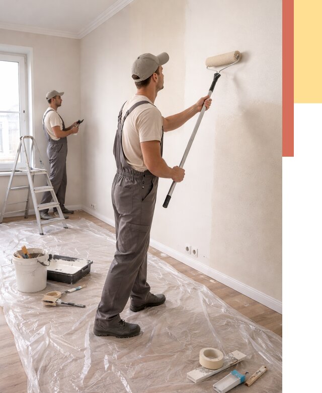 Покраска стен акриловой краской в Мариинске от 3569 руб./м² — быстро и недорого | ОТДЕЛОЧНИК-Мрн