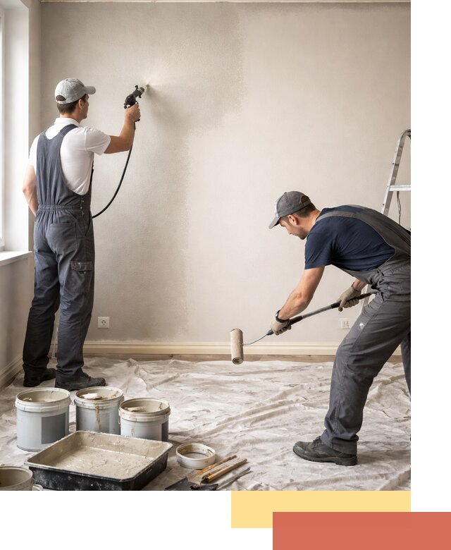 Покраска стен моющейся краской и защита поверхностей в Мариинске