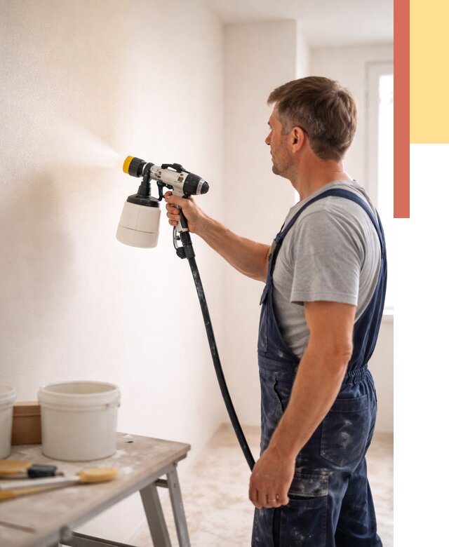 Покраска стен краскопультом в Мариинске от 7649 руб. — механизированная покраска | ОТДЕЛОЧНИК-Мрн