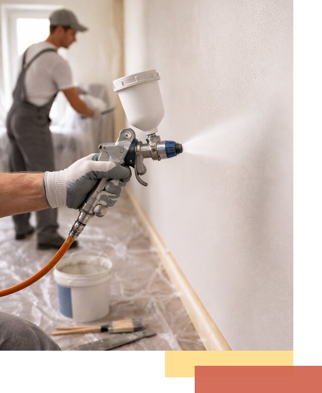 Покраска стен краскопультом в Мариинске быстро и качественно