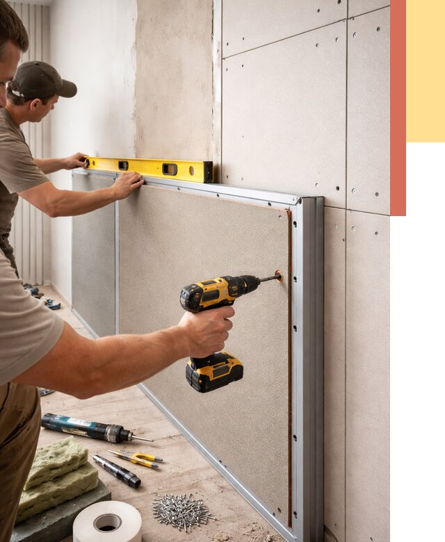 Шумоизоляция стен панелями ЗИПС в Мариинске от 2244 руб./м² под ключ | ОТДЕЛОЧНИК-Мрн