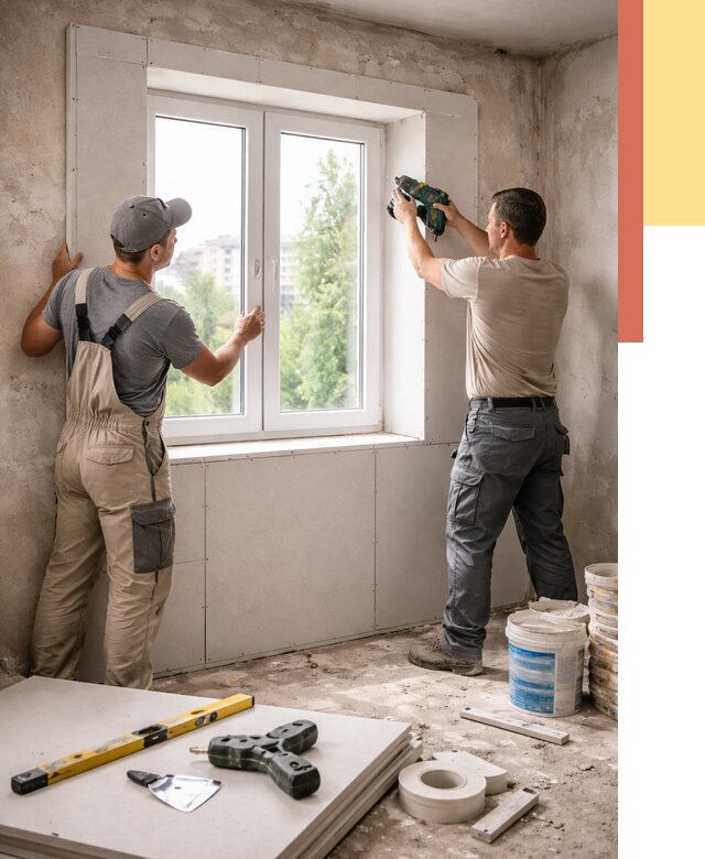 Монтаж откосов из гипсокартона в Мариинске от 4589 руб. под ключ | ОТДЕЛОЧНИК-Мрн