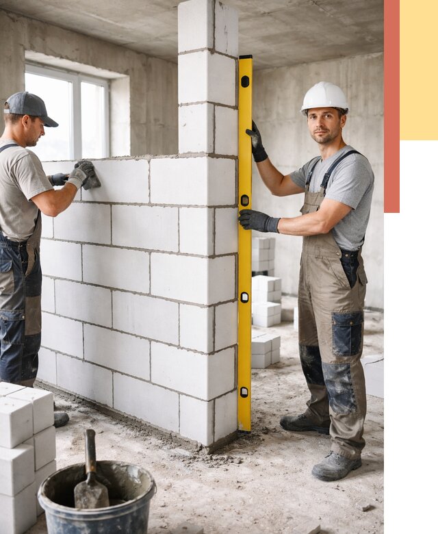 Кладка перегородок из пеноблока в Мариинске от 1836 руб. под ключ | ОТДЕЛОЧНИК-Мрн