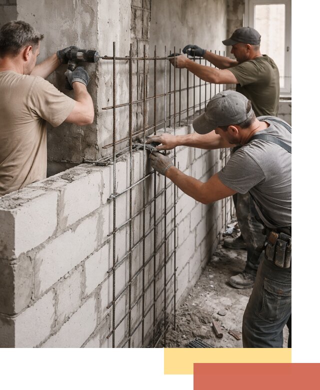 Армирование кладки перегородок в Мариинске профессионально и надёжно