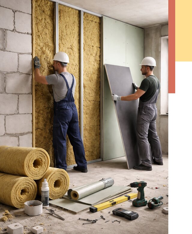 Шумоизоляция перегородок из блоков в Мариинске от 1887 руб./м² — быстро и недорого | ОТДЕЛОЧНИК-Мрн