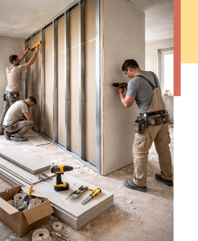 Монтаж однослойной перегородки из гипсокартона в Мариинске от 663 руб. | ОТДЕЛОЧНИК-Мрн