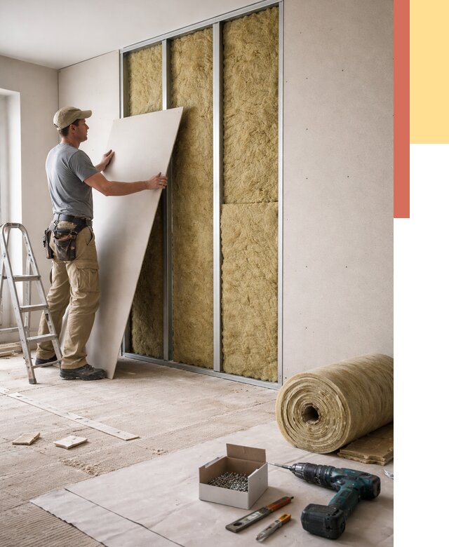 Перегородка из гипсокартона с шумоизоляцией в Мариинске от 3182 руб. | ОТДЕЛОЧНИК-Мрн