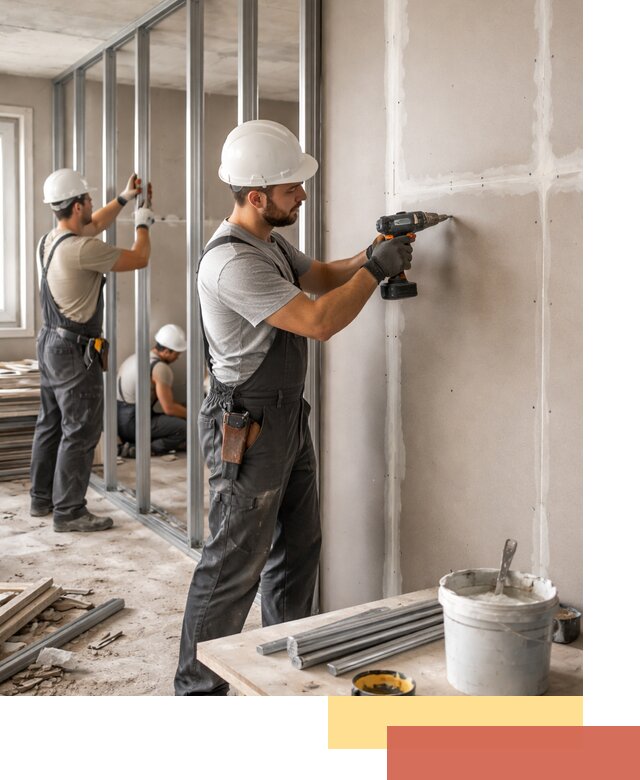 Перегородки из огнестойкого гипсокартона в Мариинске под ключ