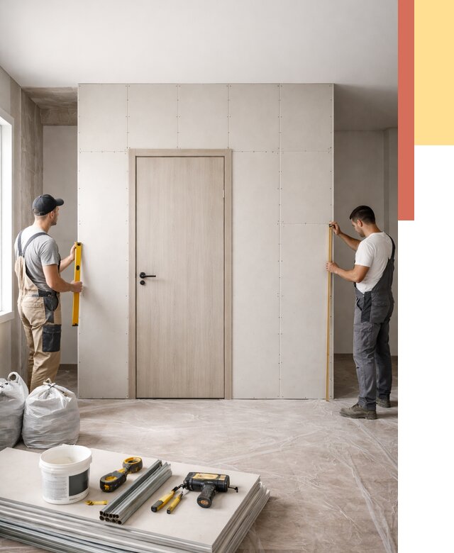 Перегородка из гипсокартона с дверью в Мариинске от 4589 руб. под ключ | ОТДЕЛОЧНИК-Мрн