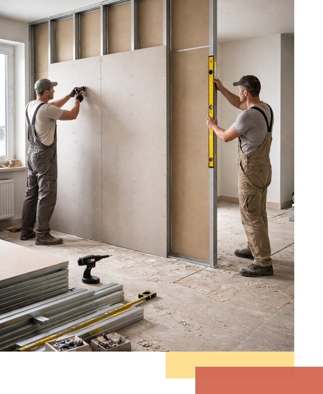 Зонирующая перегородка из гипсокартона под ключ в Мариинске