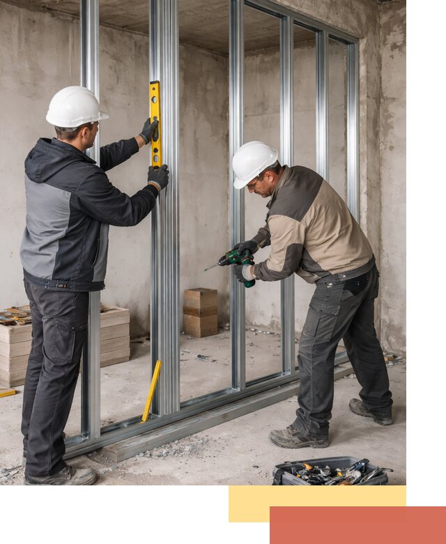 Монтаж каркаса перегородки из профиля в Мариинске