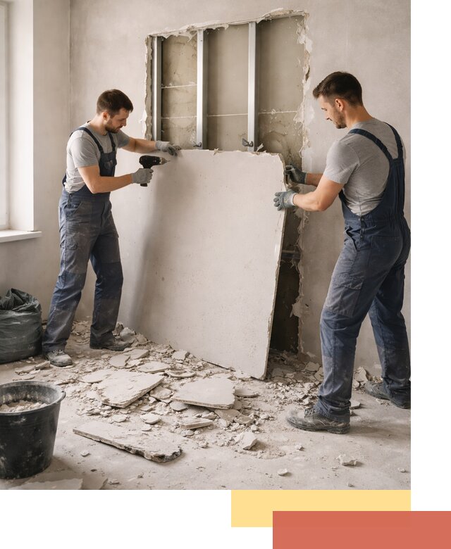 Демонтаж перегородки из гипсокартона в Мариинске быстрый и аккуратный