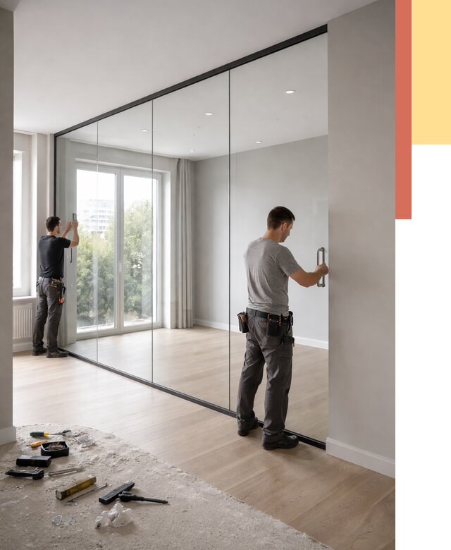 Изготовление стеклянных перегородок в Мариинске от 12595 руб. под ключ | ОТДЕЛОЧНИК-Мрн