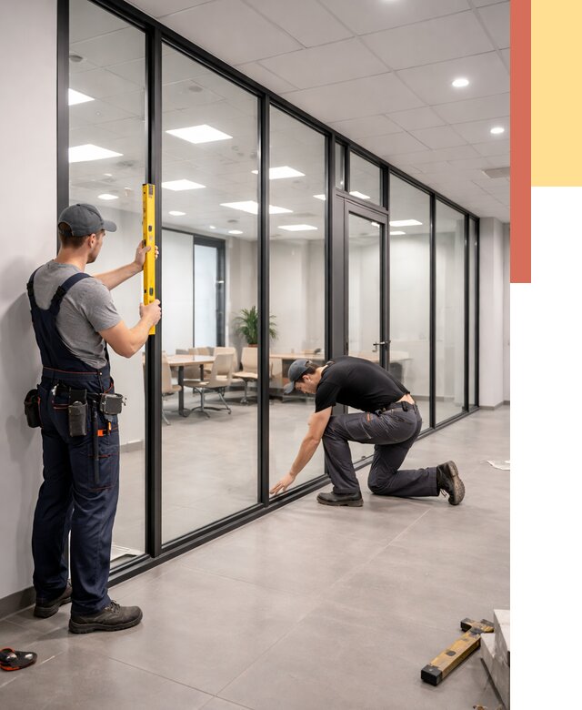 Каркасные стеклянные перегородки в Мариинске под ключ от 9382 руб. | ОТДЕЛОЧНИК-Мрн