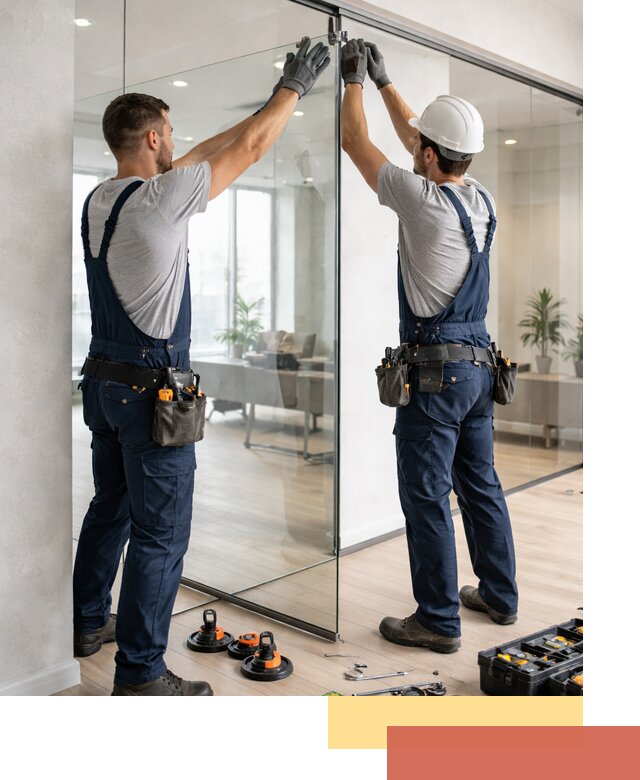 Безрамные стеклянные перегородки под ключ в Мариинске