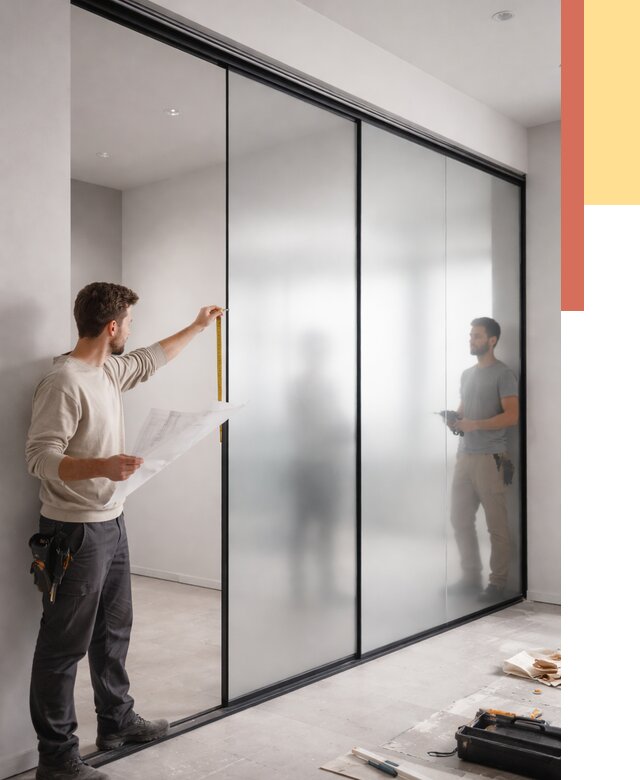 Матовые стеклянные перегородки в Мариинске от 8668 руб. — монтаж и установка | ОТДЕЛОЧНИК-Мрн