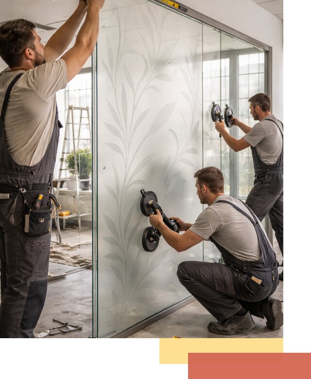 Стеклянные перегородки с рисунком на заказ в Мариинске