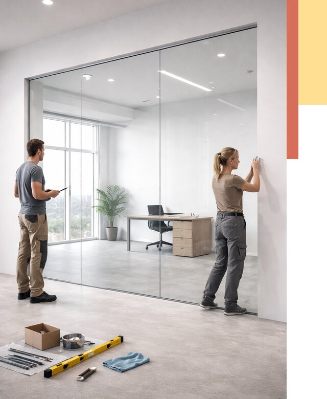 Перегородки из закаленного стекла в Мариинске от 9688 руб. под ключ | ОТДЕЛОЧНИК-Мрн