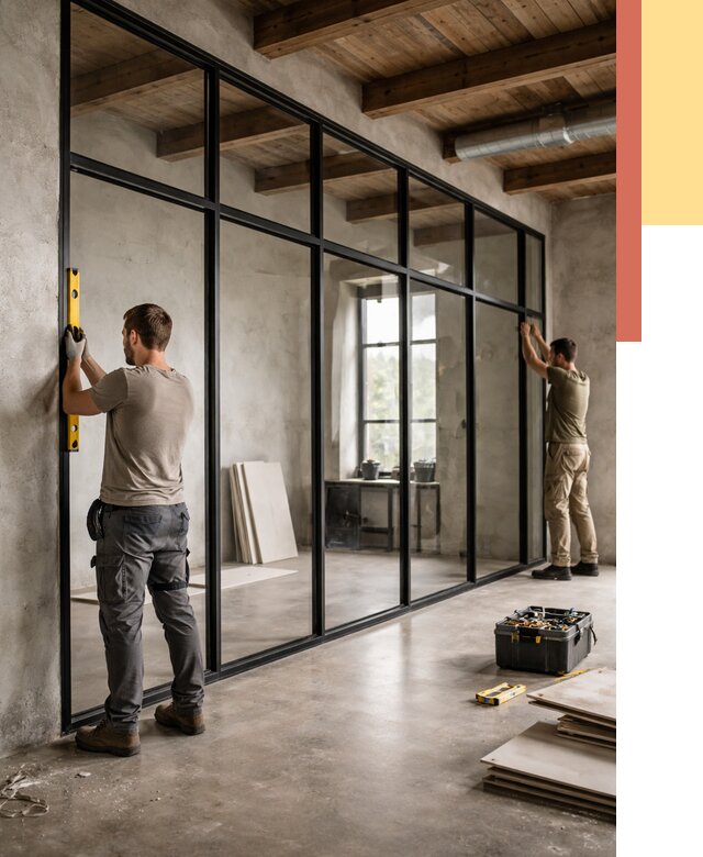 Стеклянные перегородки лофт в Мариинске от 10708 руб. под ключ | ОТДЕЛОЧНИК-Мрн