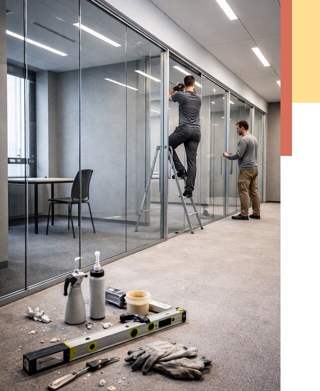 Стеклянные офисные перегородки в Мариинске от 8668 руб. — монтаж и установка | ОТДЕЛОЧНИК-Мрн