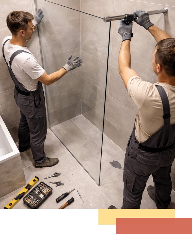 Стеклянные перегородки для душа в Мариинске — изготовление и монтаж