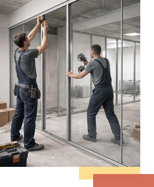 Алюминиевые перегородки со стеклом в Мариинске — изготовление и монтаж