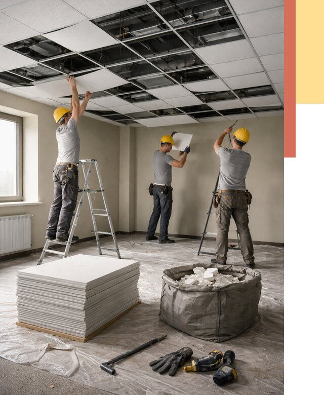 Демонтаж потолка Армстронг в Мариинске от 4589 руб. быстро и недорого | ОТДЕЛОЧНИК-Мрн