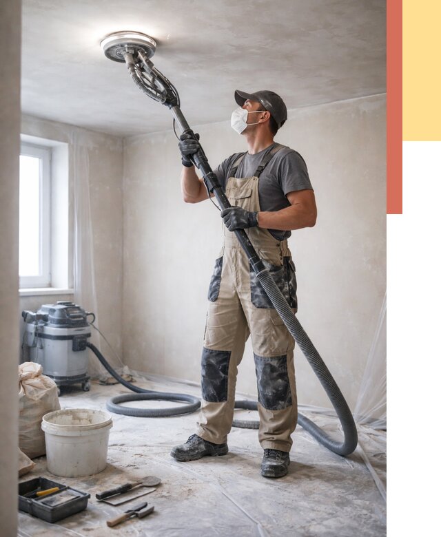 Шлифовка потолка в Мариинске от 3569 руб. — услуги шлифования потолка | ОТДЕЛОЧНИК-Мрн